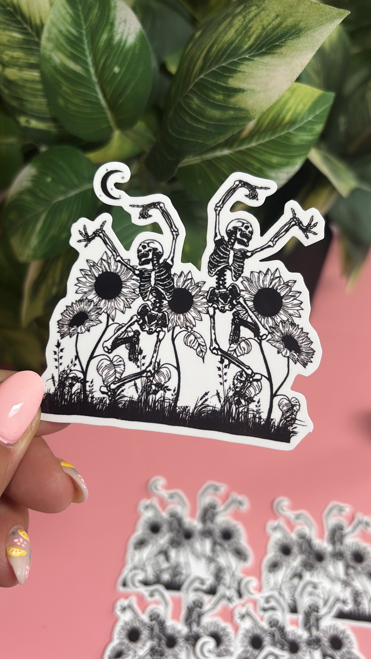 “Dancing Skeletons in Sunflowers” Sticker