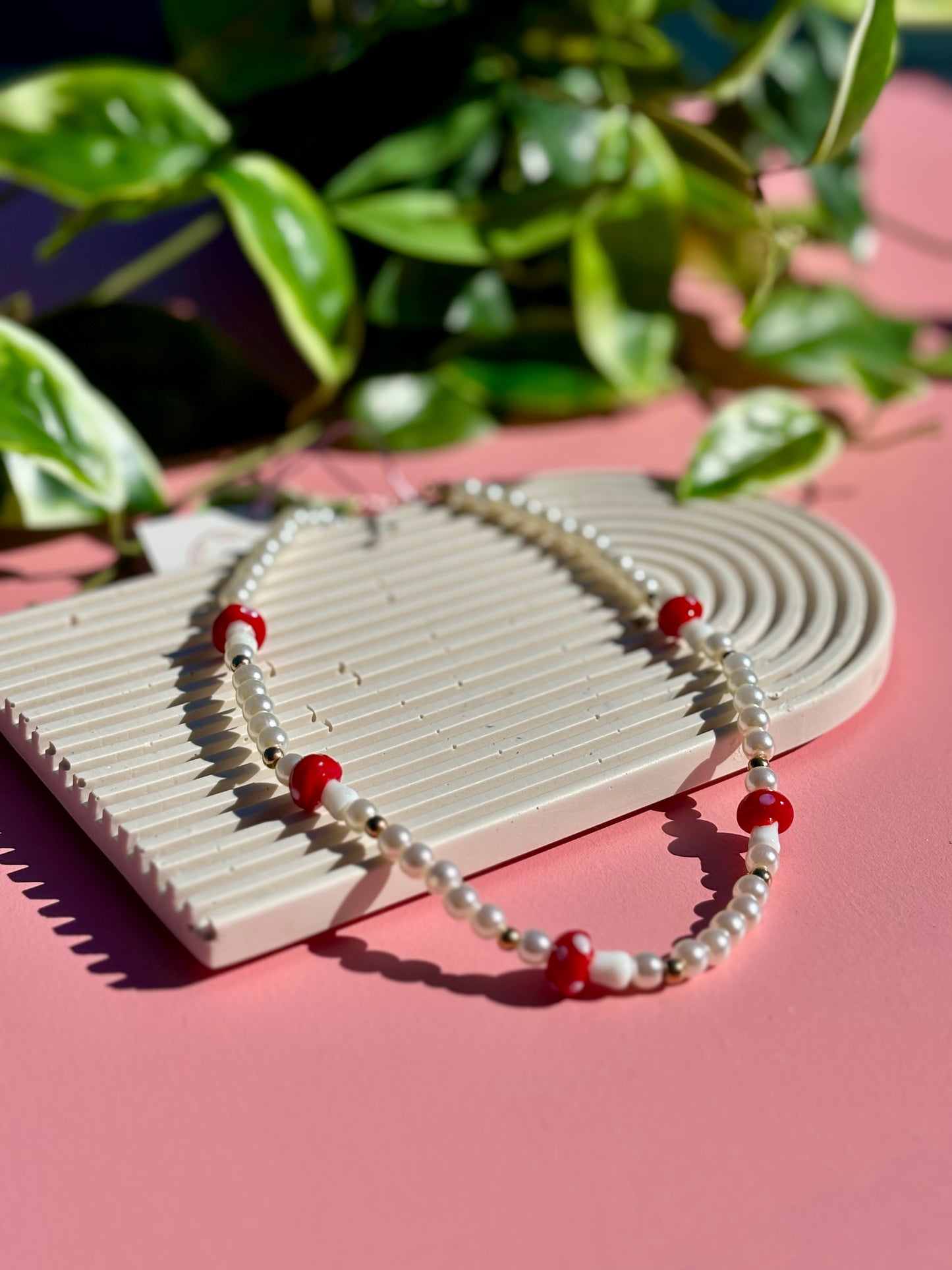 Mushroom Beaded Necklace
