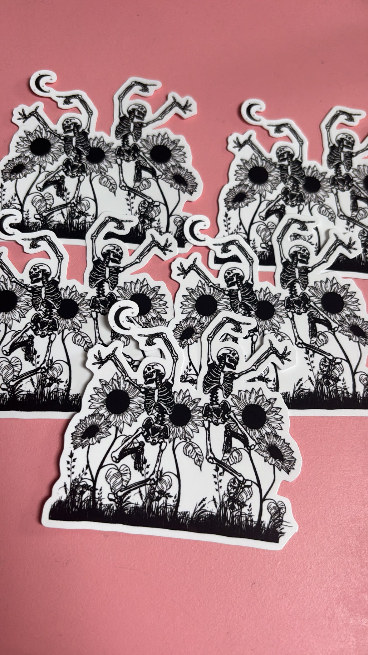 “Dancing Skeletons in Sunflowers” Sticker