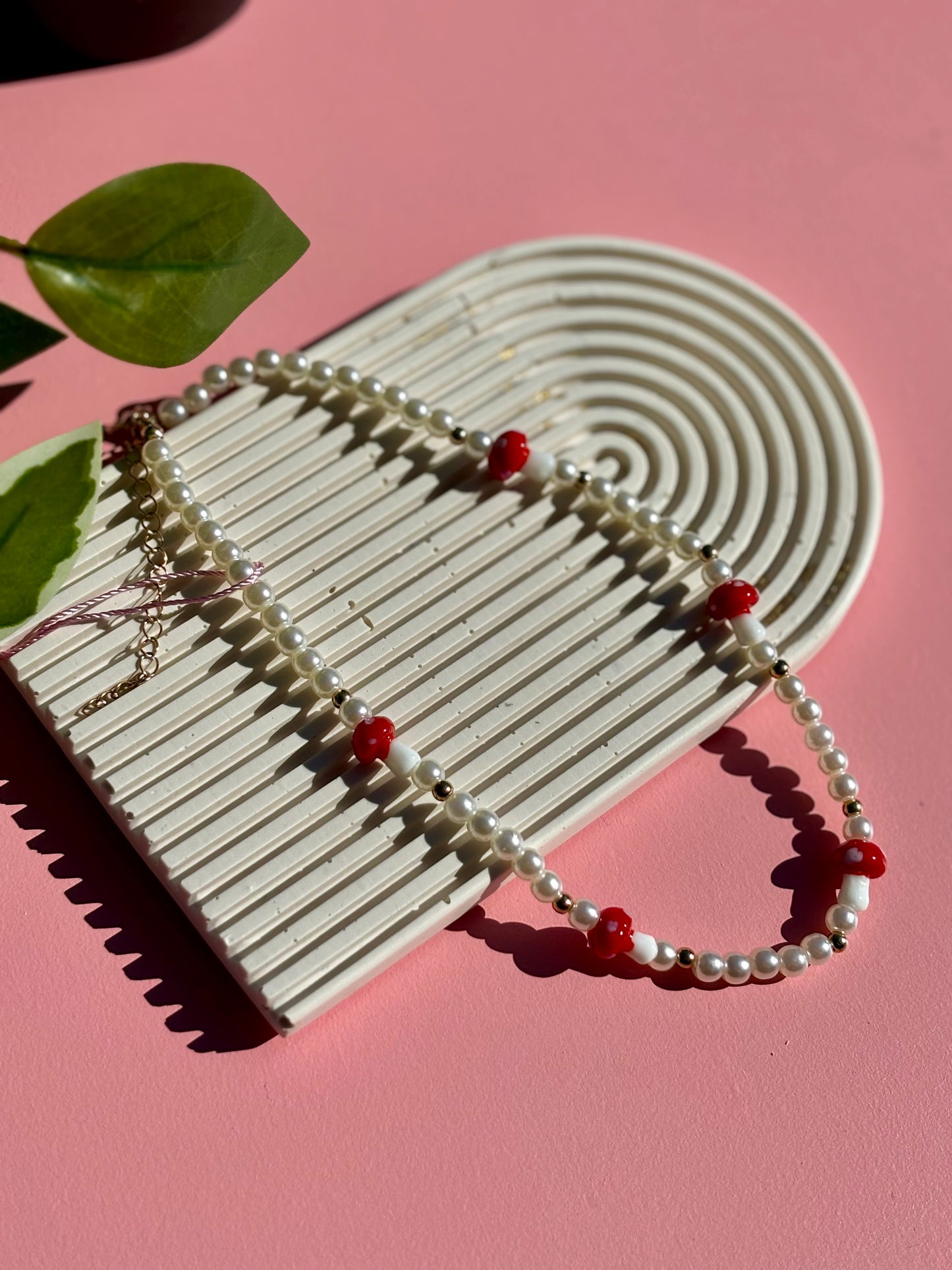 Mushroom Beaded Necklace