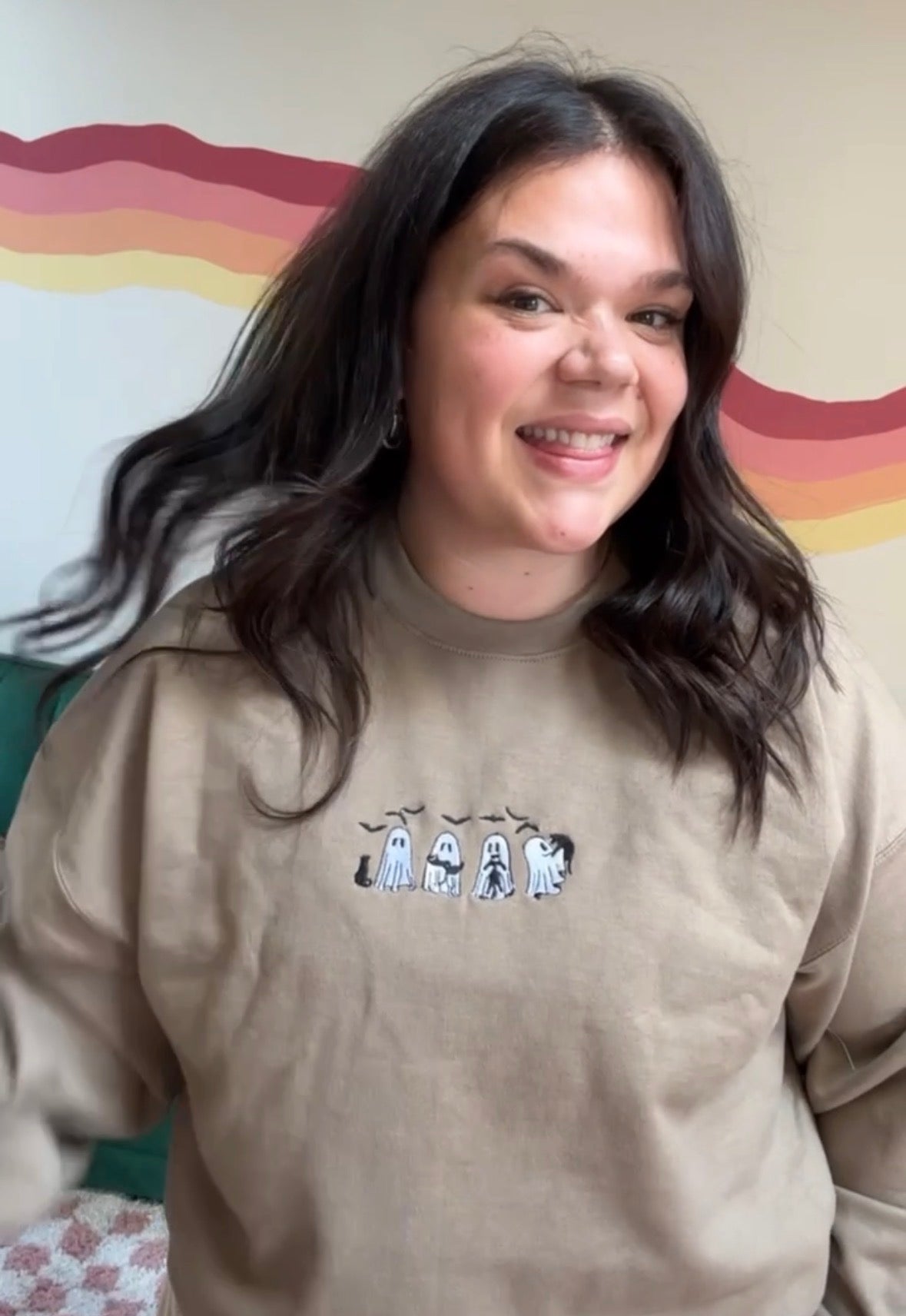 Ghosty & Black Cat Embroidered Sweatshirt – Limited Halloween Edition