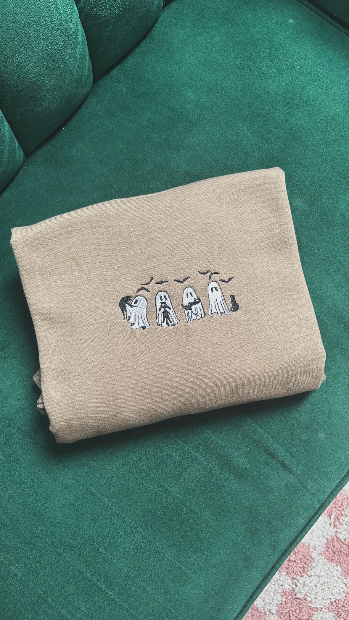 Ghosty & Black Cat Embroidered Sweatshirt – Limited Halloween Edition