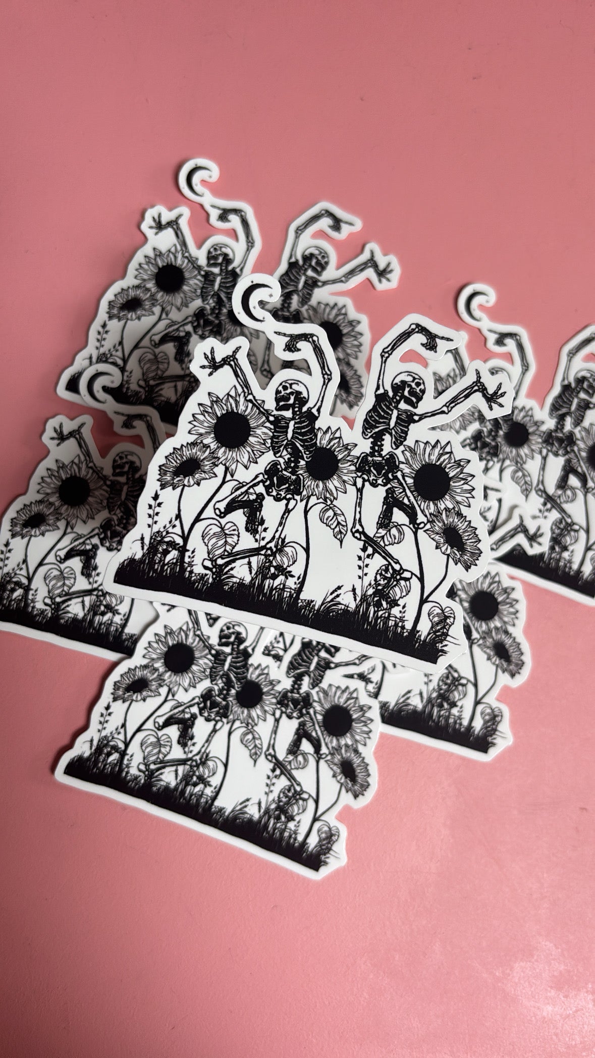 “Dancing Skeletons in Sunflowers” Sticker