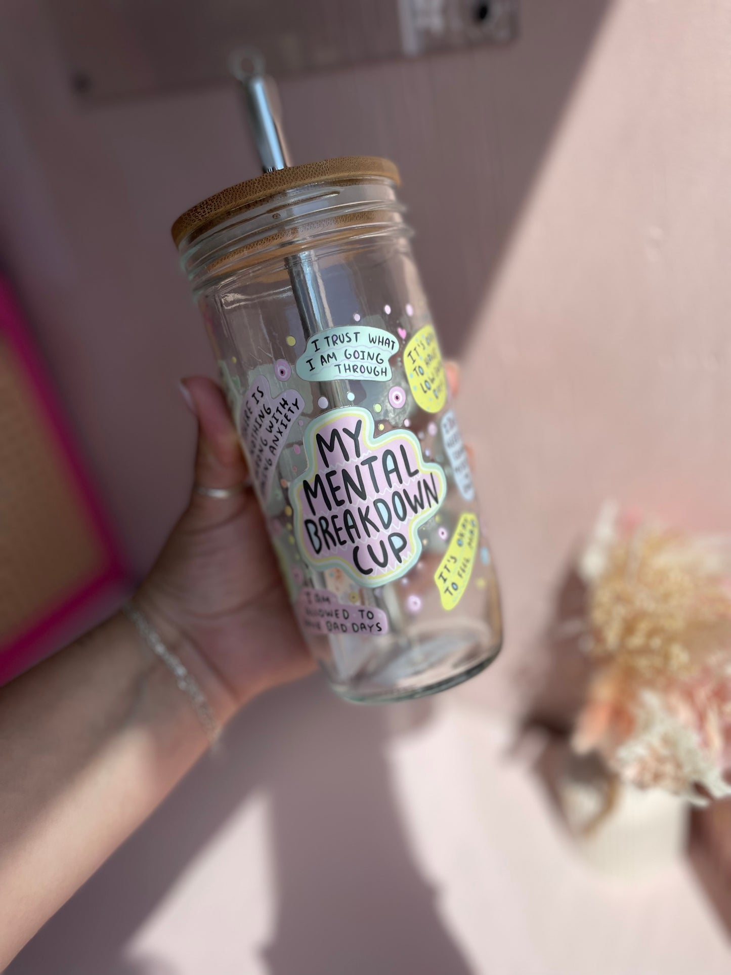 My Mental Breakdown Cup Glass Cups- Smoothie Cup. Bubble Tea. Aesthetic Cup. 24 OZ.