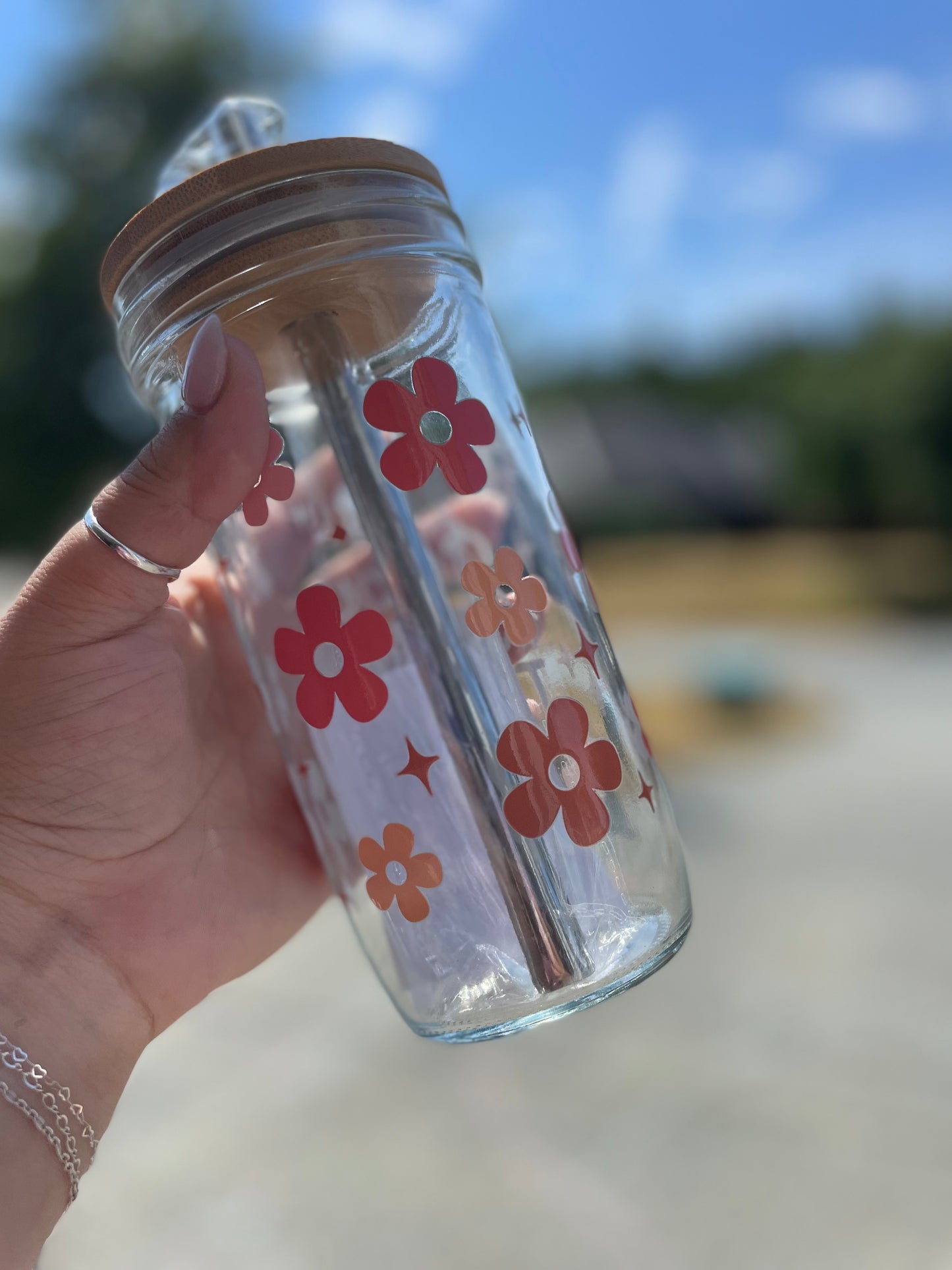 Enjoy The Little Things Glass Cups- Smoothie Cup. Bubble Tea. Aesthetic Cup. 24 OZ.