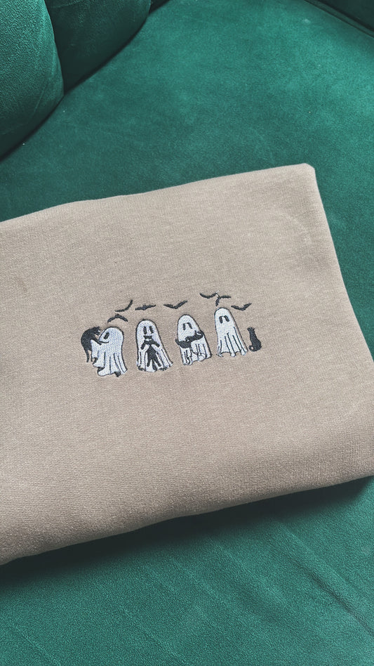 Ghosty & Black Cat Embroidered Sweatshirt – Limited Halloween Edition