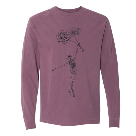 Single Skelly with Flower Long Sleeve