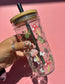 Mushroom Glass Cups- Smoothie Cup. Bubble Tea. Aesthetic Cup. 24 OZ.