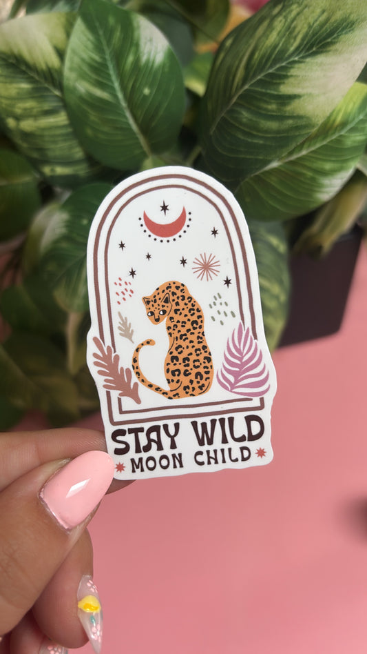 “Stay Wild Moon Child” Leopard Sticker