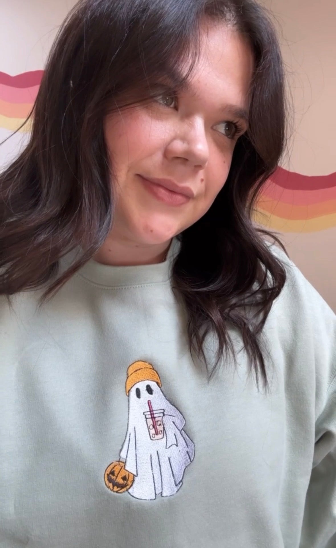 Ice Latte Ghosty Embroidered Crew