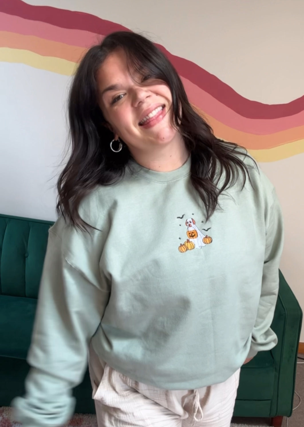 Ice Latte Ghosty Embroidered Crew