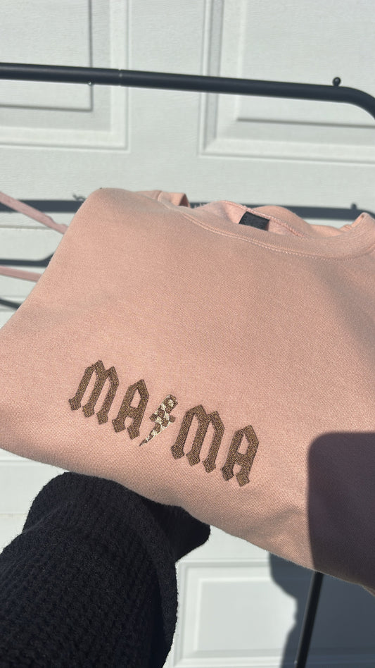 Mama Embroidered Gothic Crewneck Sweatshirt