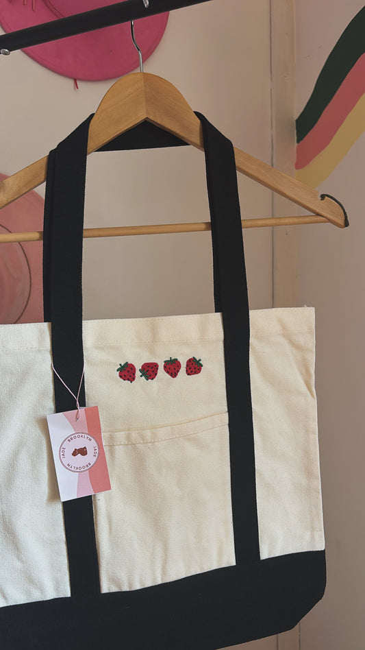 Strawberry Canvas Tote