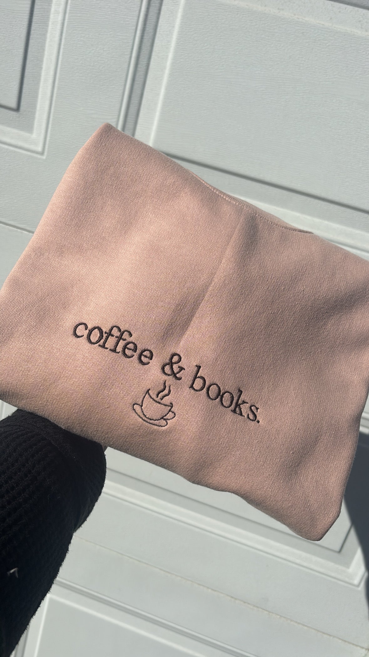 Coffee And Books Embroidered Crewneck Sweatshirt