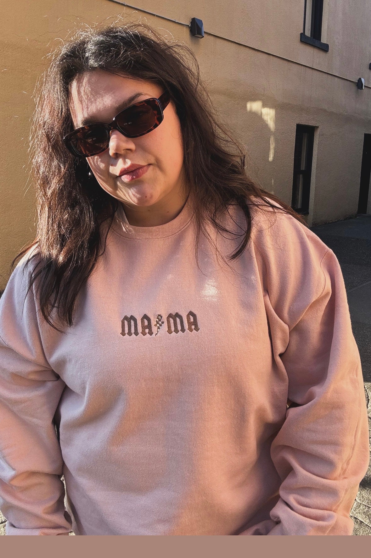 Mama Embroidered Gothic Crewneck Sweatshirt
