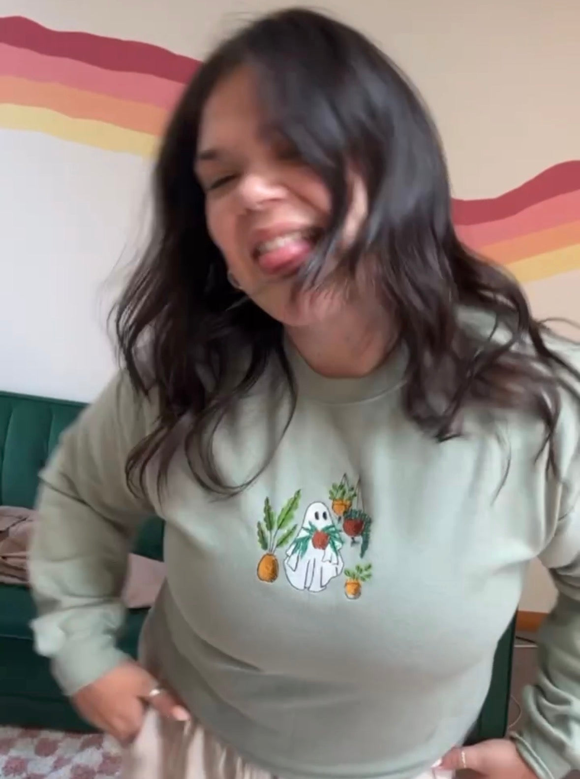 Spooky Plant Ghosty Embroidered Sweatshirt – Limited Halloween Edition