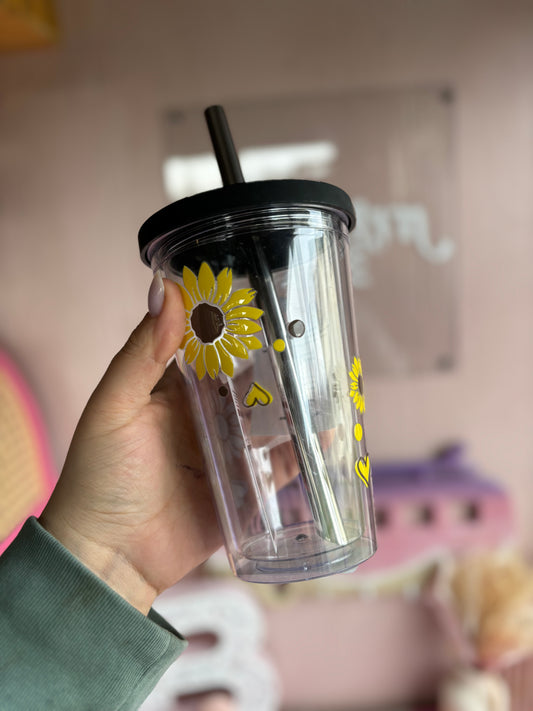 Sunflower Bubble Tea cup - Plastic 20oz