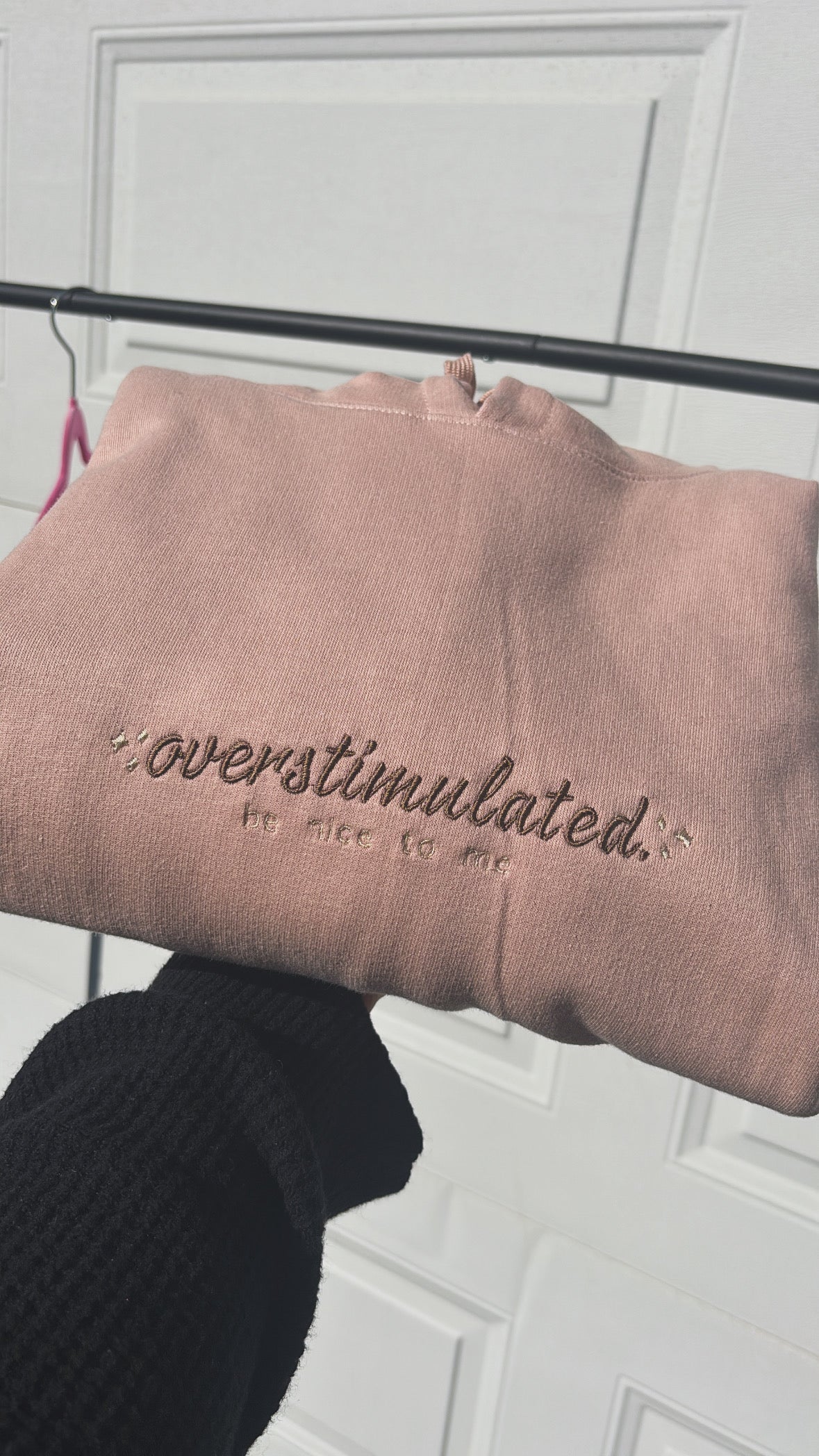 Overstimulated Be Nice To Me Embroidered Hoodie