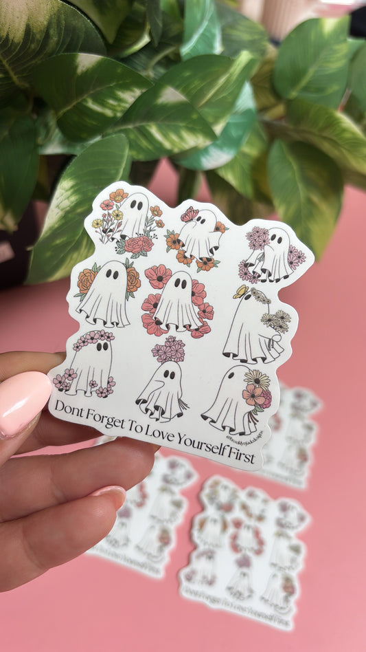 Don’t forget to love yourself” Floral Ghosts