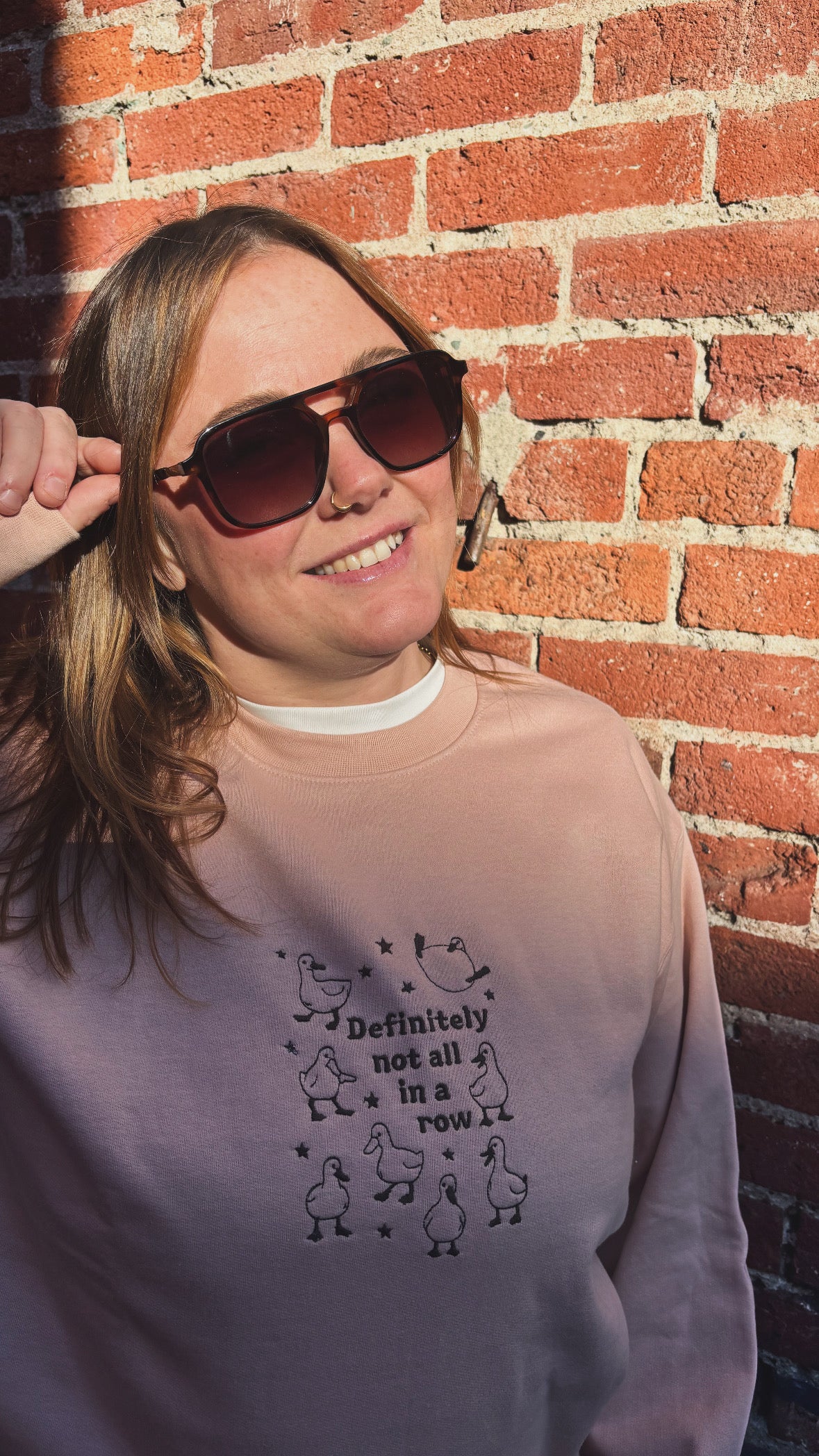 Definitely Not All In A Row Embroidered Crewneck Sweatshirt
