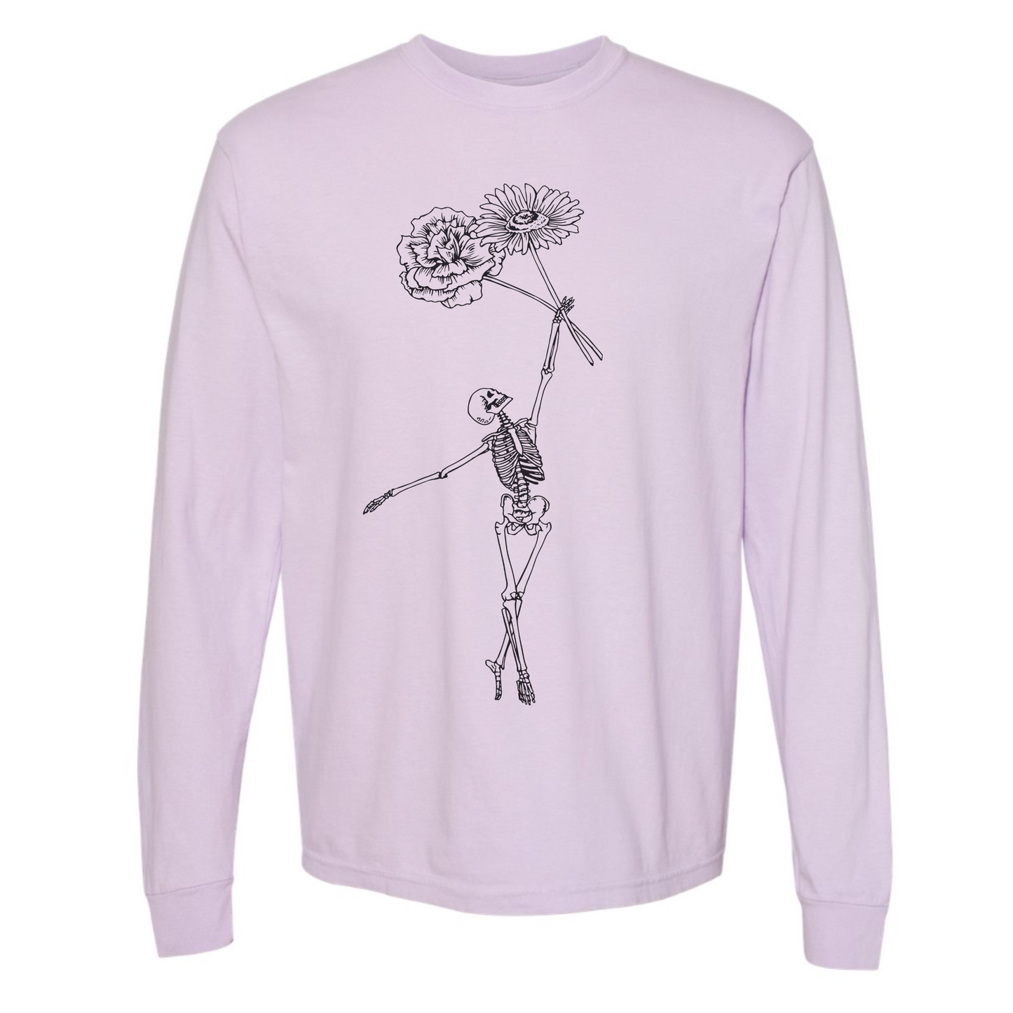 Single Skelly with Flower Long Sleeve