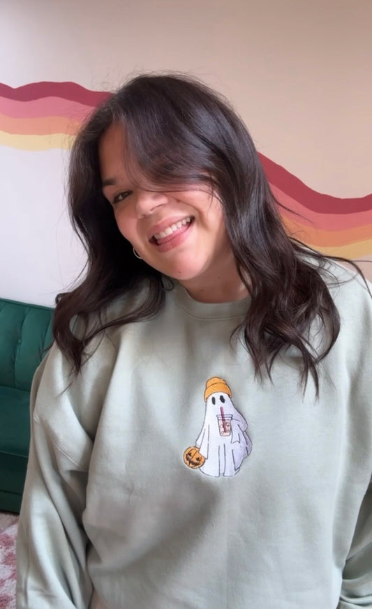 Ice Latte Ghosty Embroidered Crew