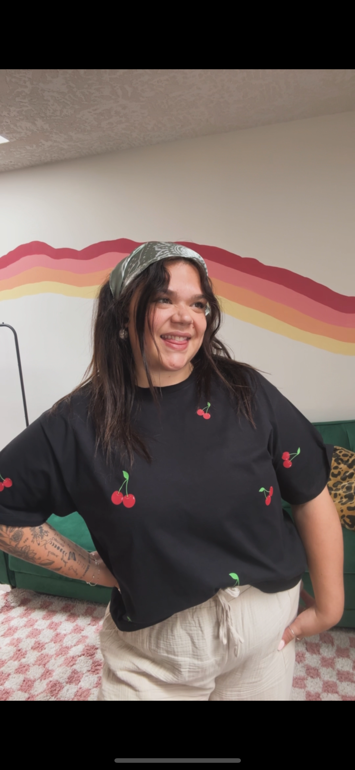 🍒 Cherry On Top Cropped Tee – Black