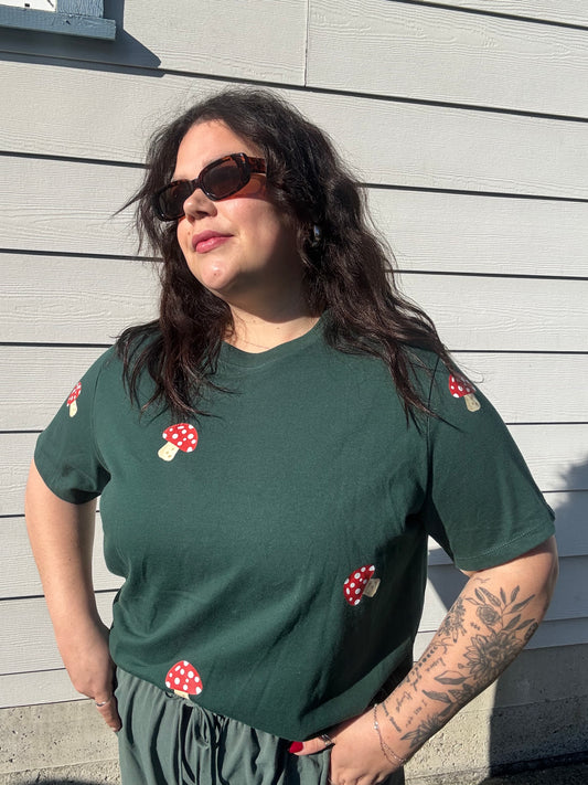 Magic Mushroom Crop Tee - Green