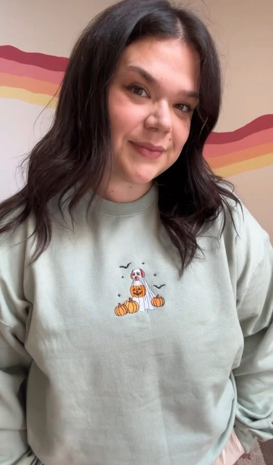 Spooky Pup Embroidered Sweatshirt – Limited Halloween Edition