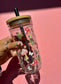 Mushroom Glass Cups- Smoothie Cup. Bubble Tea. Aesthetic Cup. 24 OZ.