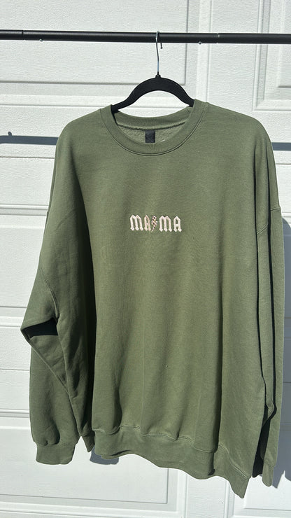 Mama Embroidered Gothic Crewneck Sweatshirt