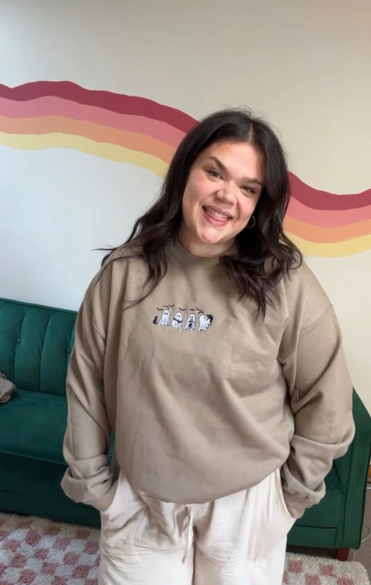 Ghosty & Black Cat Embroidered Sweatshirt – Limited Halloween Edition