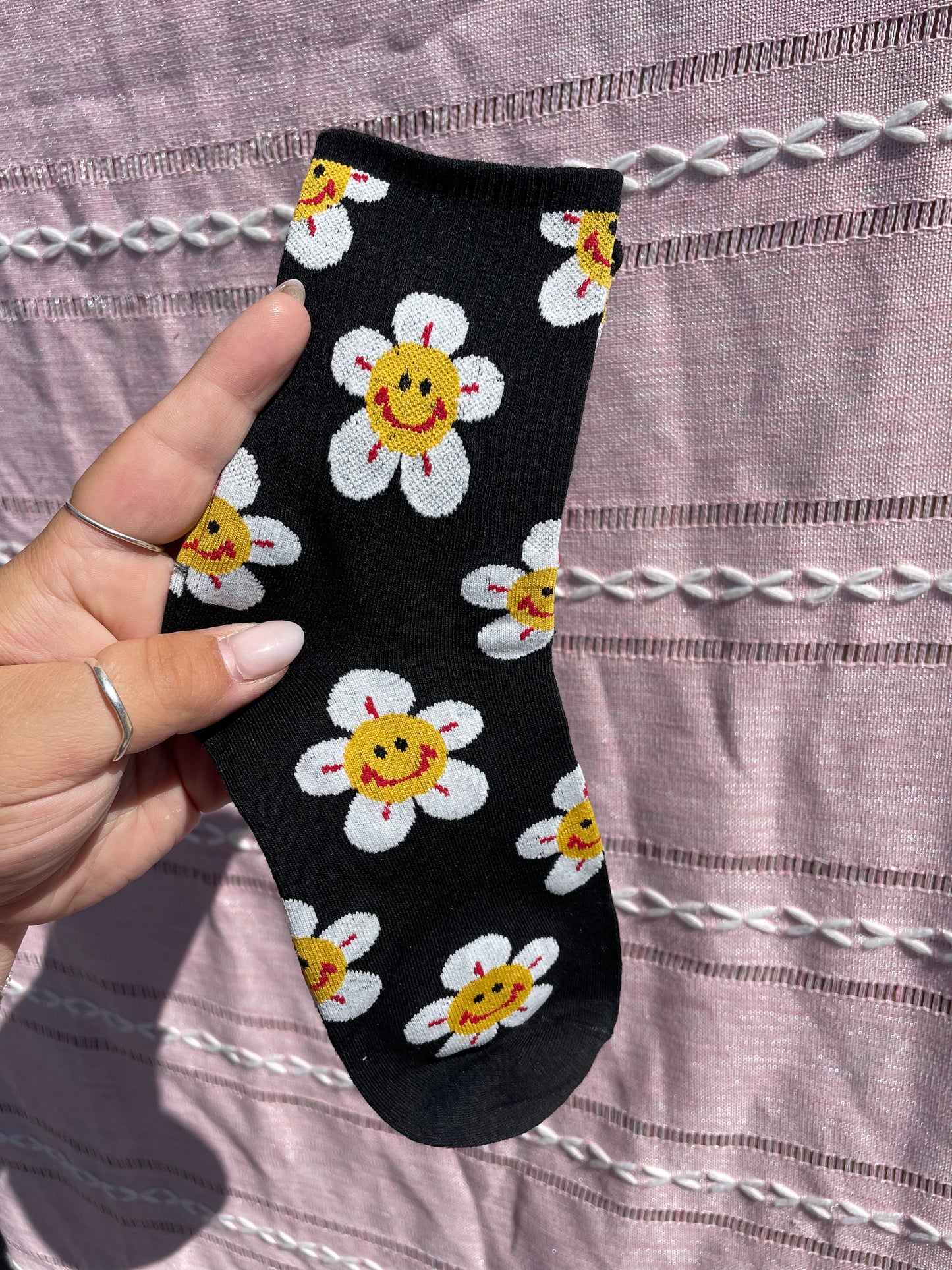 Every Day Flower & Happy Faces Socks: Low Rise. Comfy. Multi Colours.