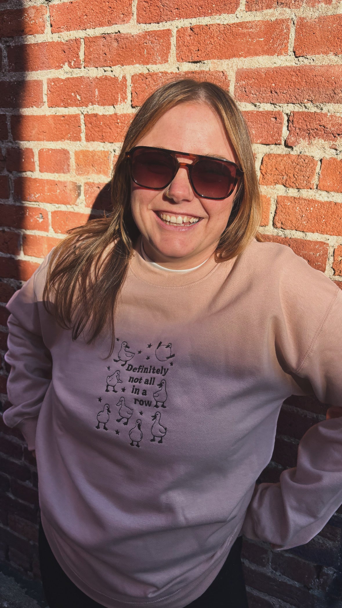 Definitely Not All In A Row Embroidered Crewneck Sweatshirt