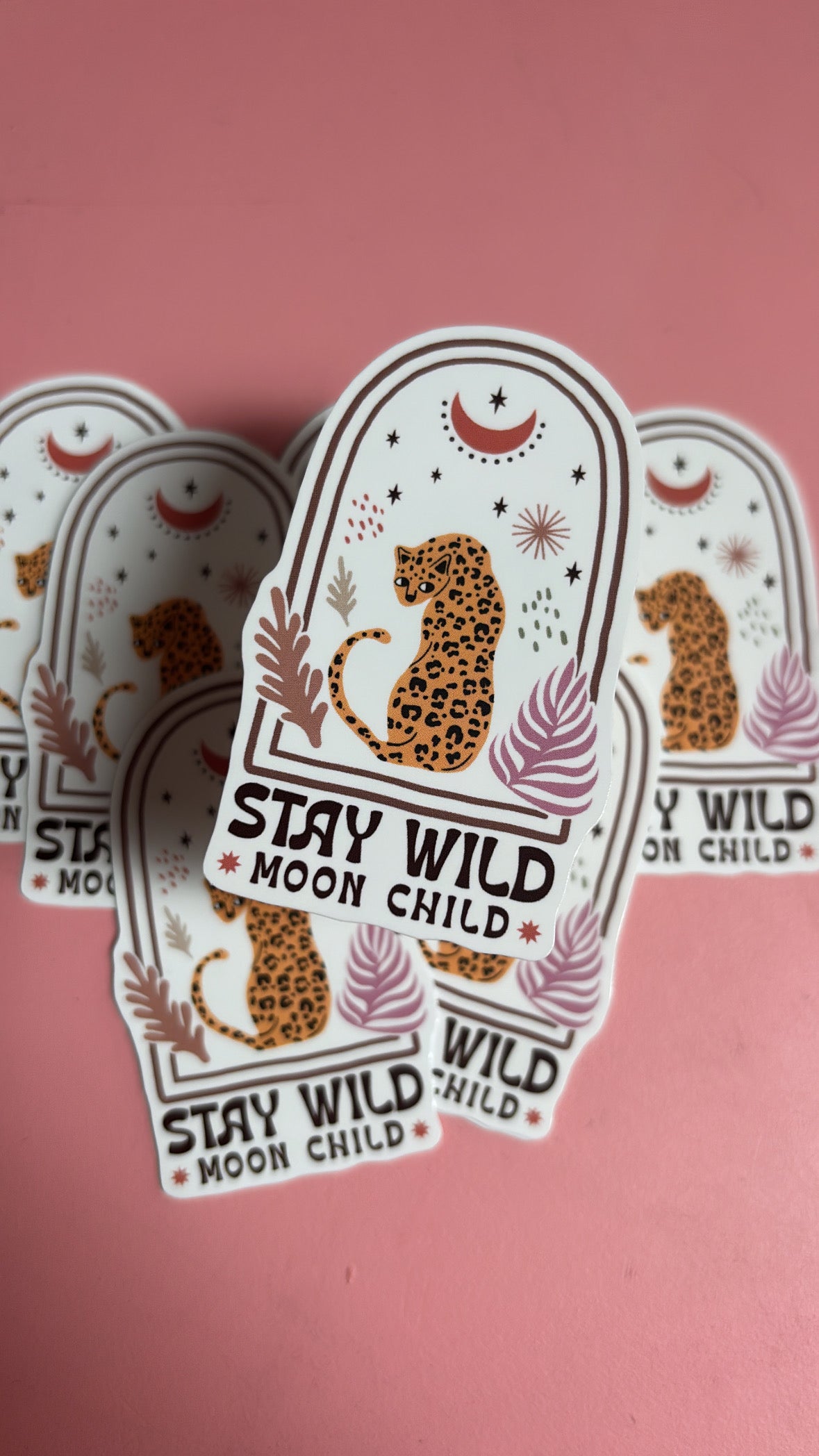 “Stay Wild Moon Child” Leopard Sticker