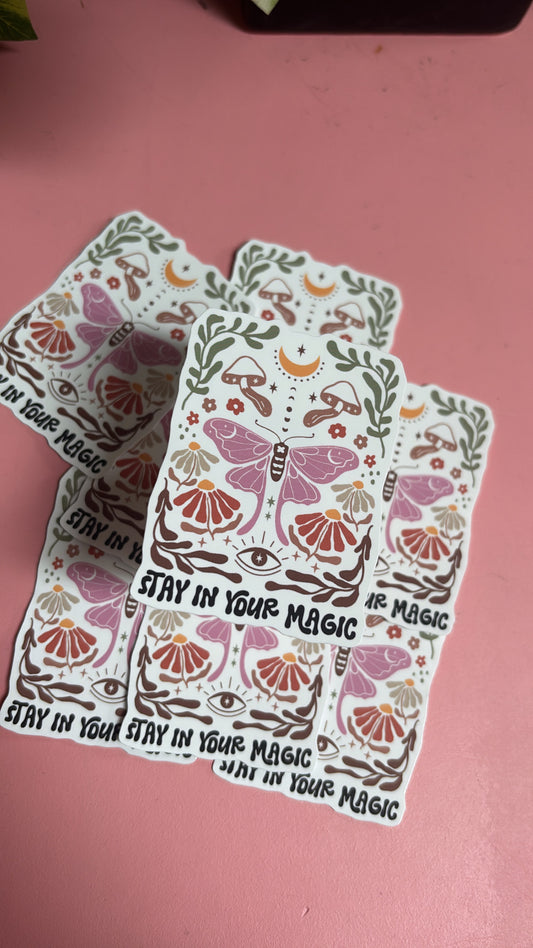 “Stay in Your Magic” Moth Sticker