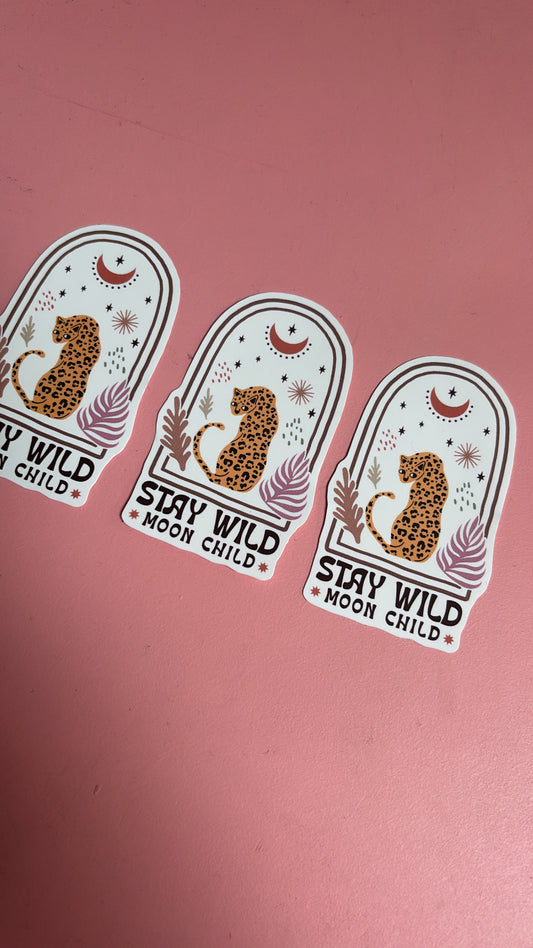 “Stay Wild Moon Child” Leopard Sticker