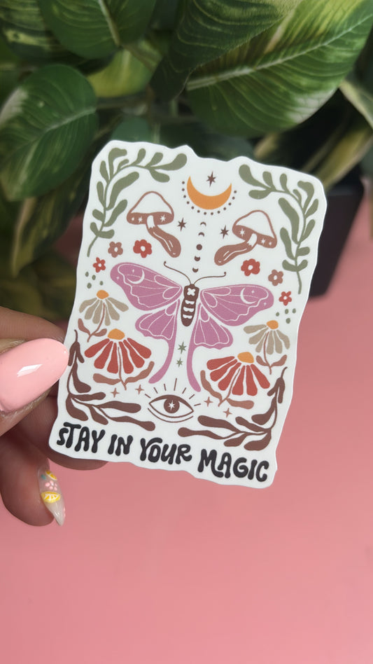 “Stay in Your Magic” Moth Sticker