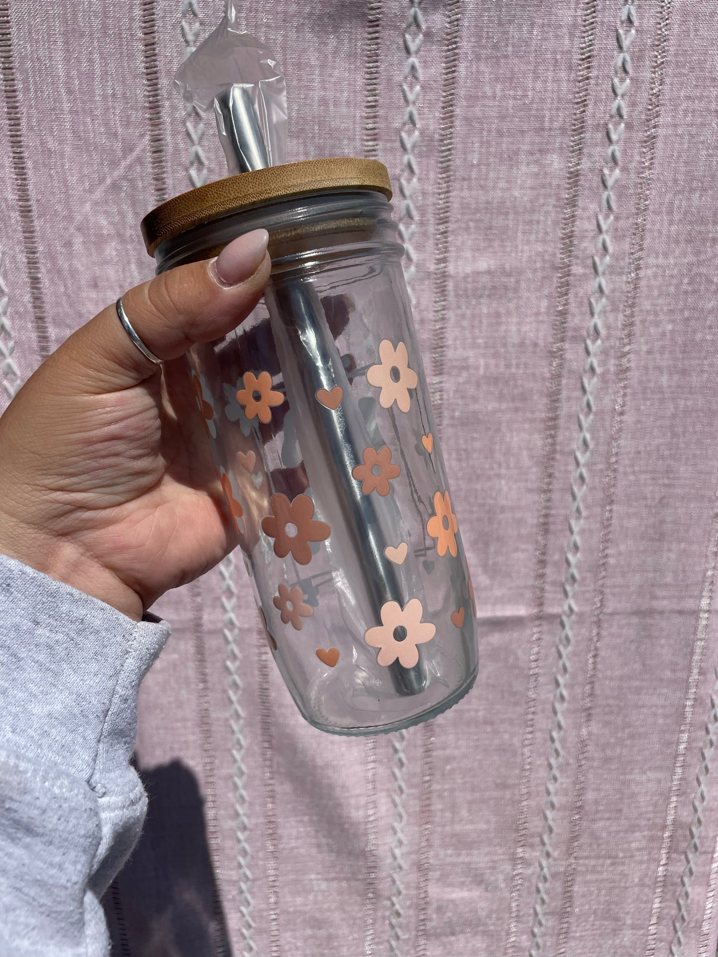 Fall Vibes Mama Glass Cups- Smoothie Cup. Bubble Tea. Aesthetic Cup. 24 OZ.