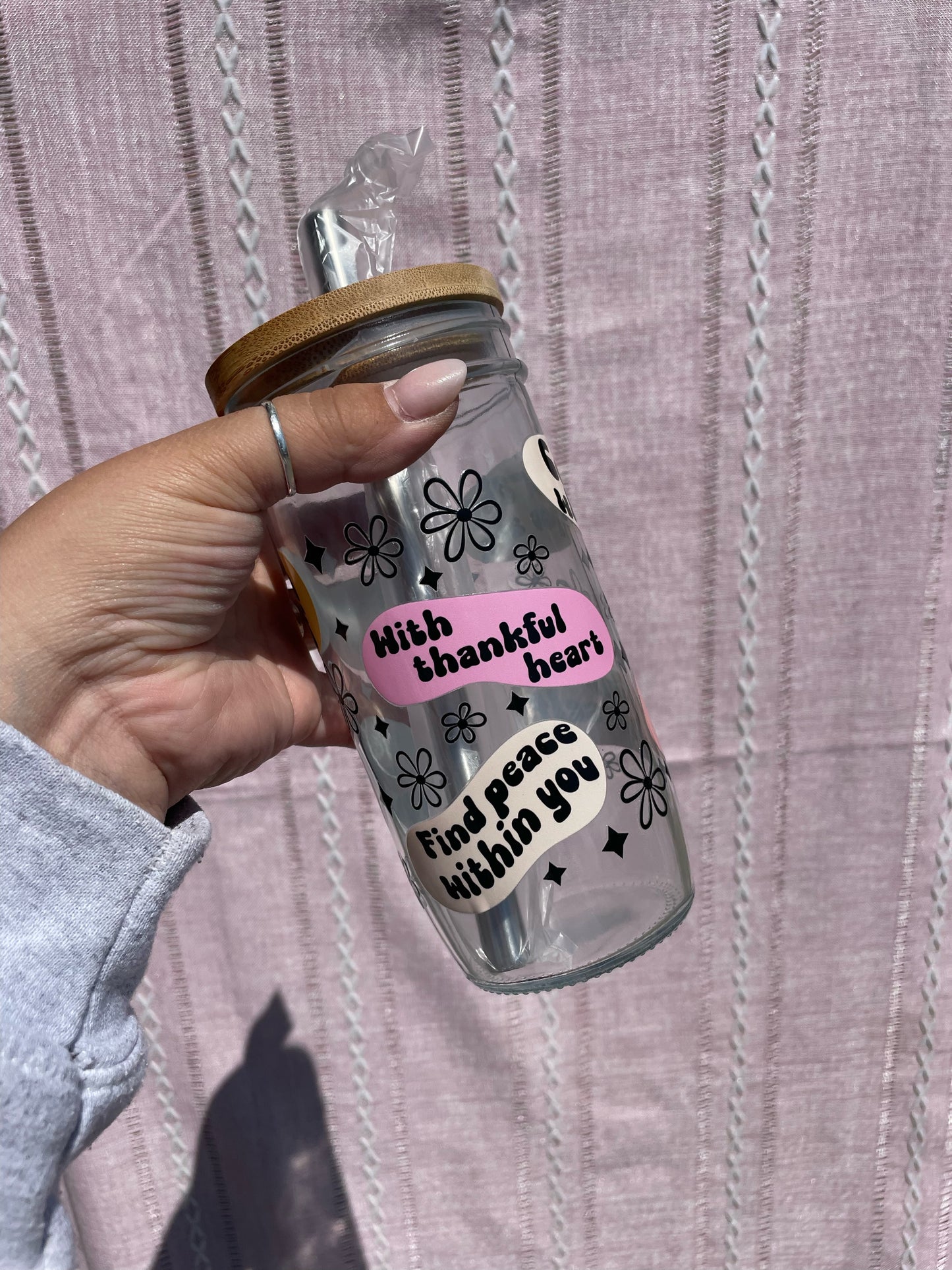 Celebrate you Affirmation Glass Cups- Smoothie Cup. Bubble Tea. Aesthetic Cup. 24 OZ.