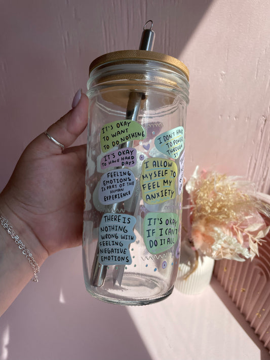 My Mental Breakdown Cup Glass Cups- Smoothie Cup. Bubble Tea. Aesthetic Cup. 24 OZ.
