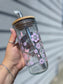 Pink and & Purple Smiley Glass Cups- Smoothie Cup. Bubble Tea. Aesthetic Cup. 24 OZ.